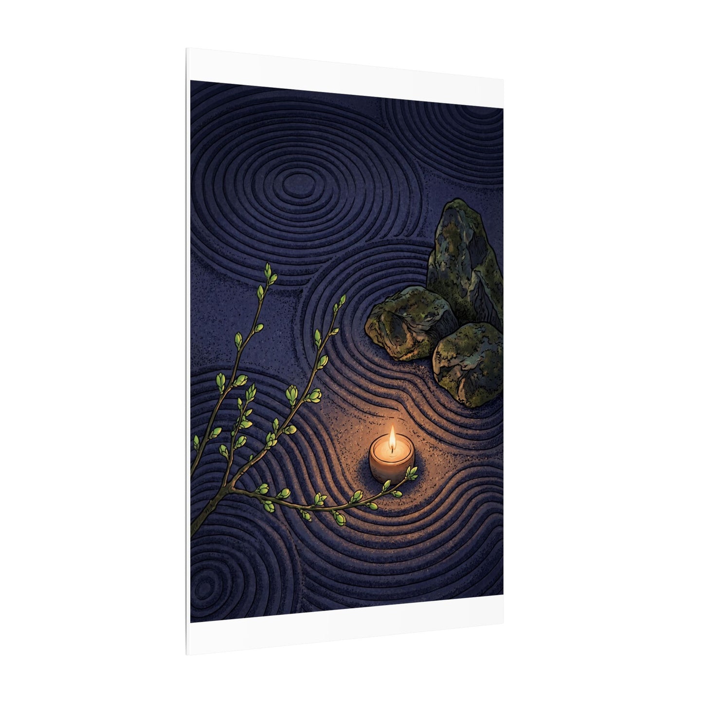 Mono No Aware Rock Garden Canvas Art - Zen Ukiyo E Inspired