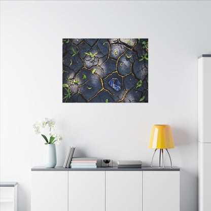 Cracked Earth Canvas Art | Spring Dark Japandi Moody Minimal Art