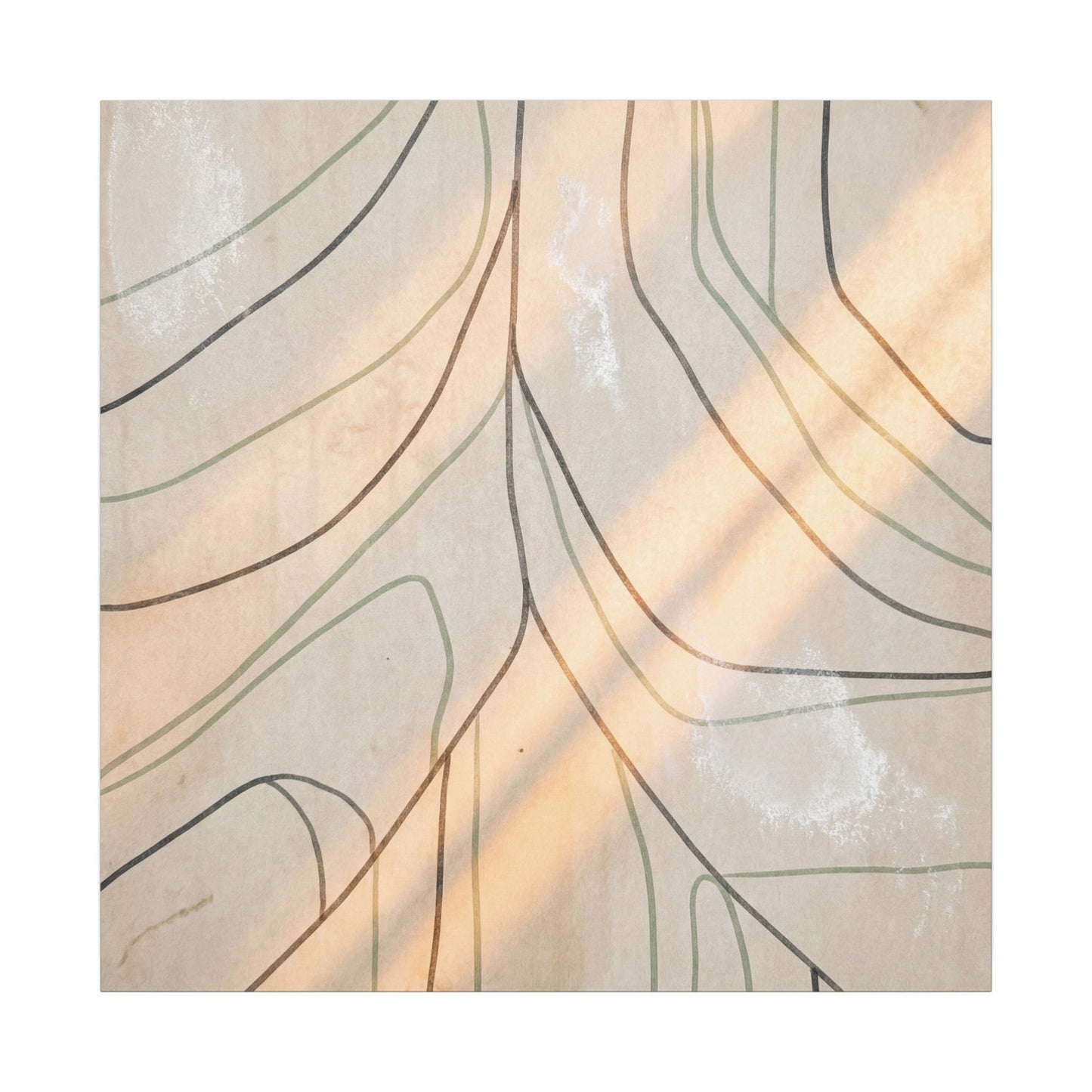 Shoji Screen Minimal Line Canvas Art | Warm Japandi Art