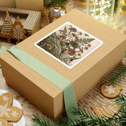 Winter Wild Mushrooms Herbarium Sticker | Rustic Decor