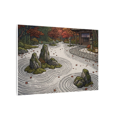 Autumn Rock Garden Ukiyo E Inspired Canvas Art | Peaceful Decor