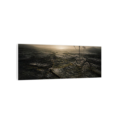 Dawn Cracked Earth Canvas Art - Dark Japandi Mono No Aware