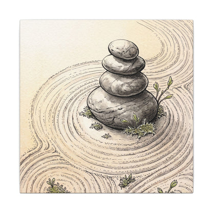 River Stones Spring Canvas Art | Zen Serene Design