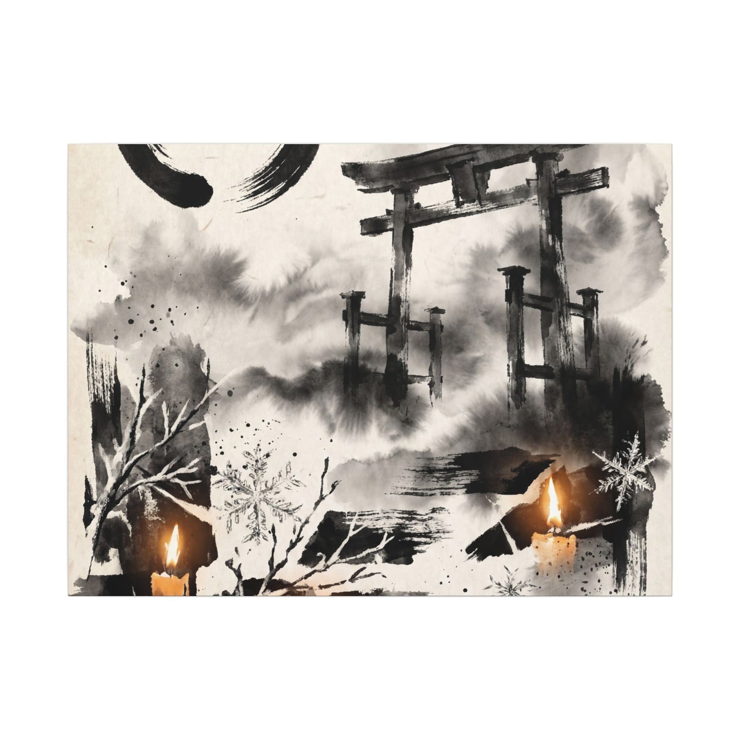 Candlelight Torii Gate Canvas Art - Zen Datsuzoku Art Print