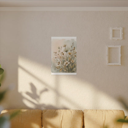 Summer Dried Flowers Watercolor Canvas Art | Elegant Decor