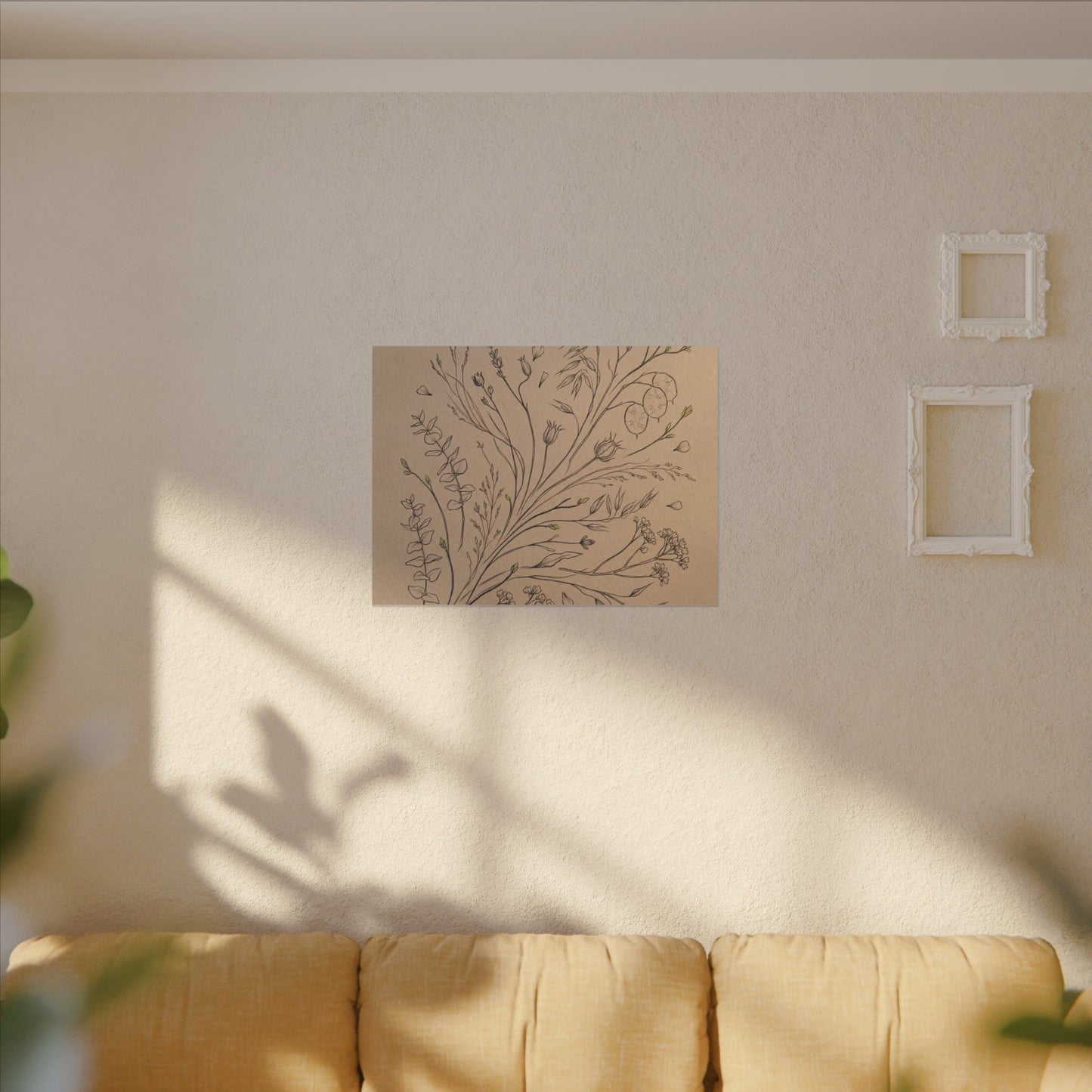 Dried Flowers Canvas Art | Spring Japandi Minimal Line Art