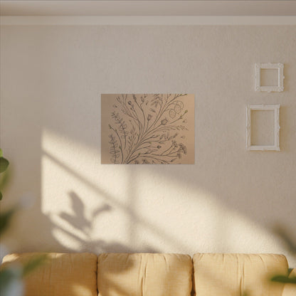 Dried Flowers Canvas Art | Spring Japandi Minimal Line Art