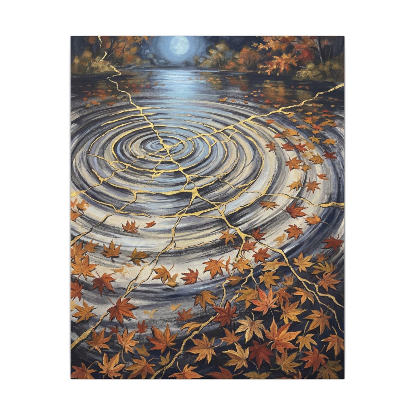 Moonlight Water Ripple Canvas Art - Kintsugi Fukinsei