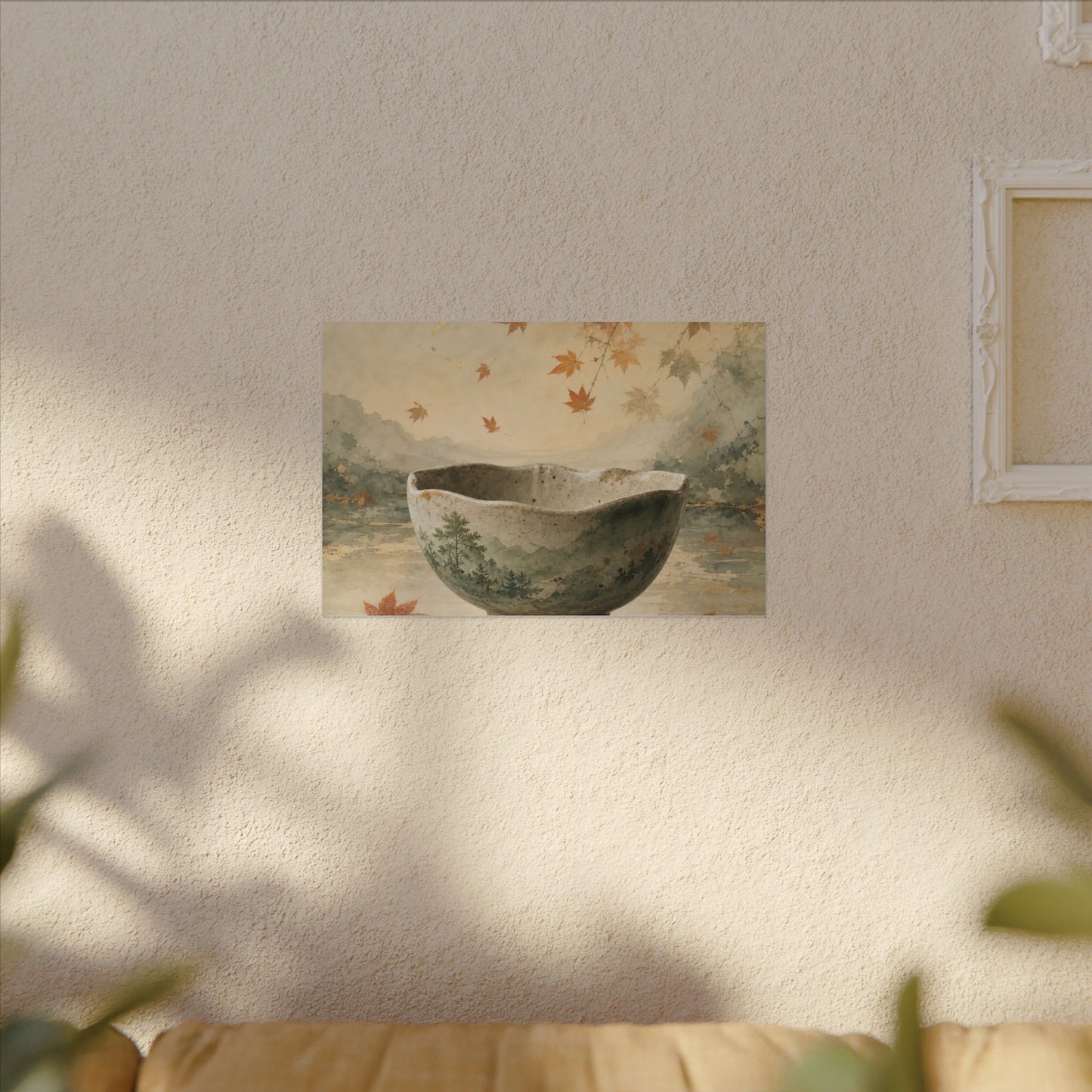 Autumn Ceramic Bowl Watercolor Canvas Art | Cozy Decor