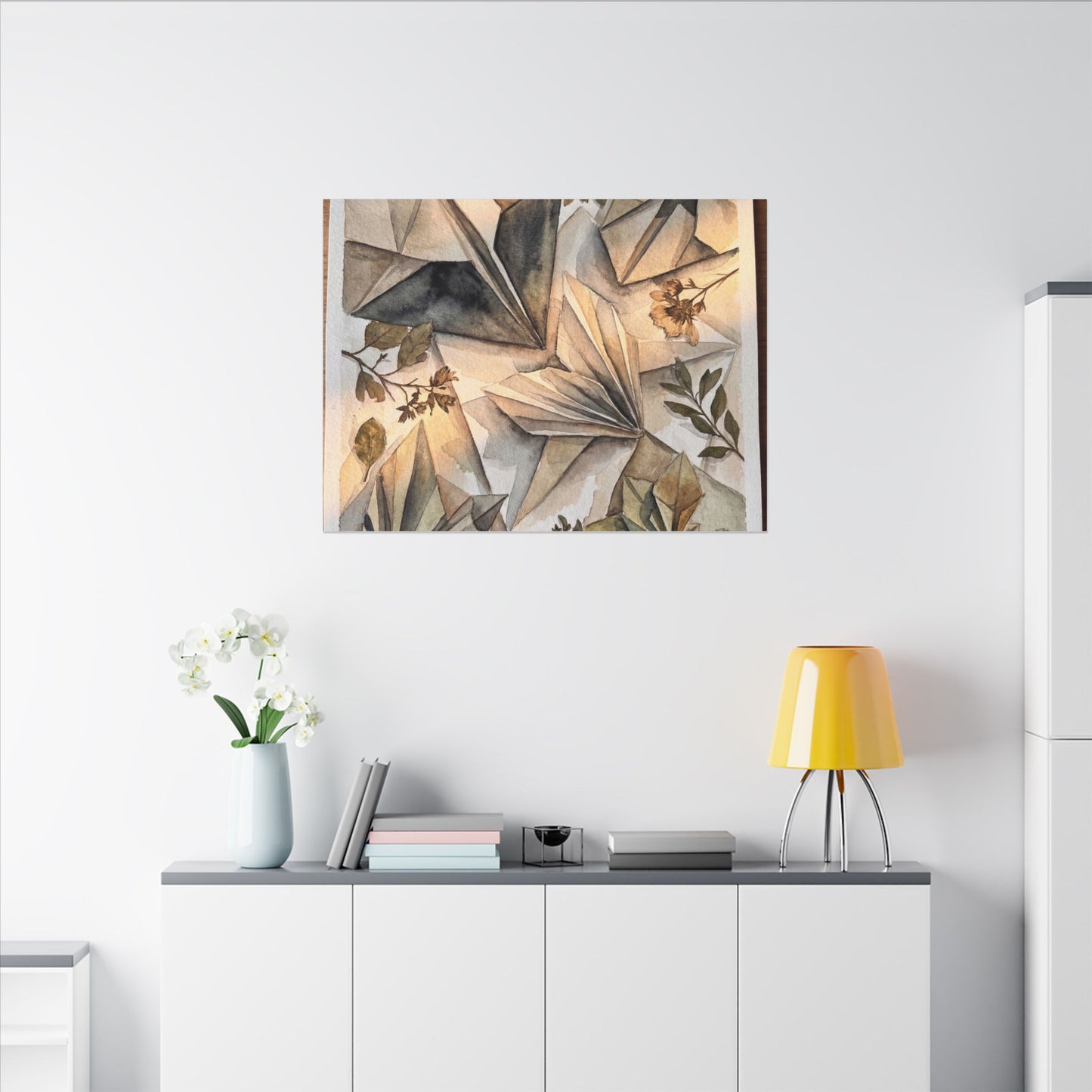 Golden Hour Paper Fold Canvas Art - Japandi Seijaku