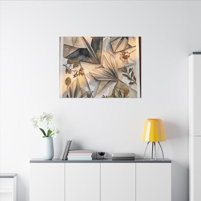 Golden Hour Paper Fold Canvas Art - Japandi Seijaku