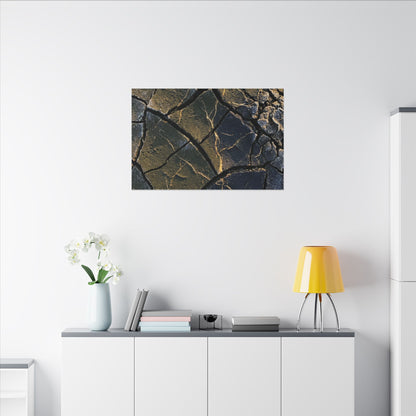 Winter Cracked Earth Moody Minimal Canvas Art | Atmospheric Decor