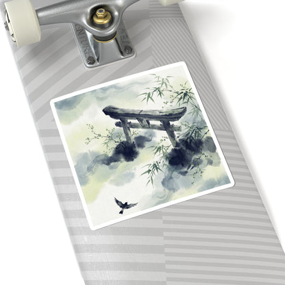 Spring Torii Gate Sumi E Sticker | Contemplative Decor