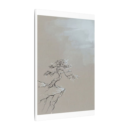 Pine Tree Minimal Line Canvas Art | Warm Japandi Art