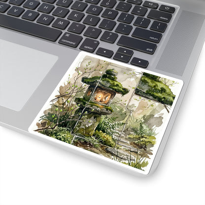 Stone Lantern Sticker | Spring Japandi Watercolor Art