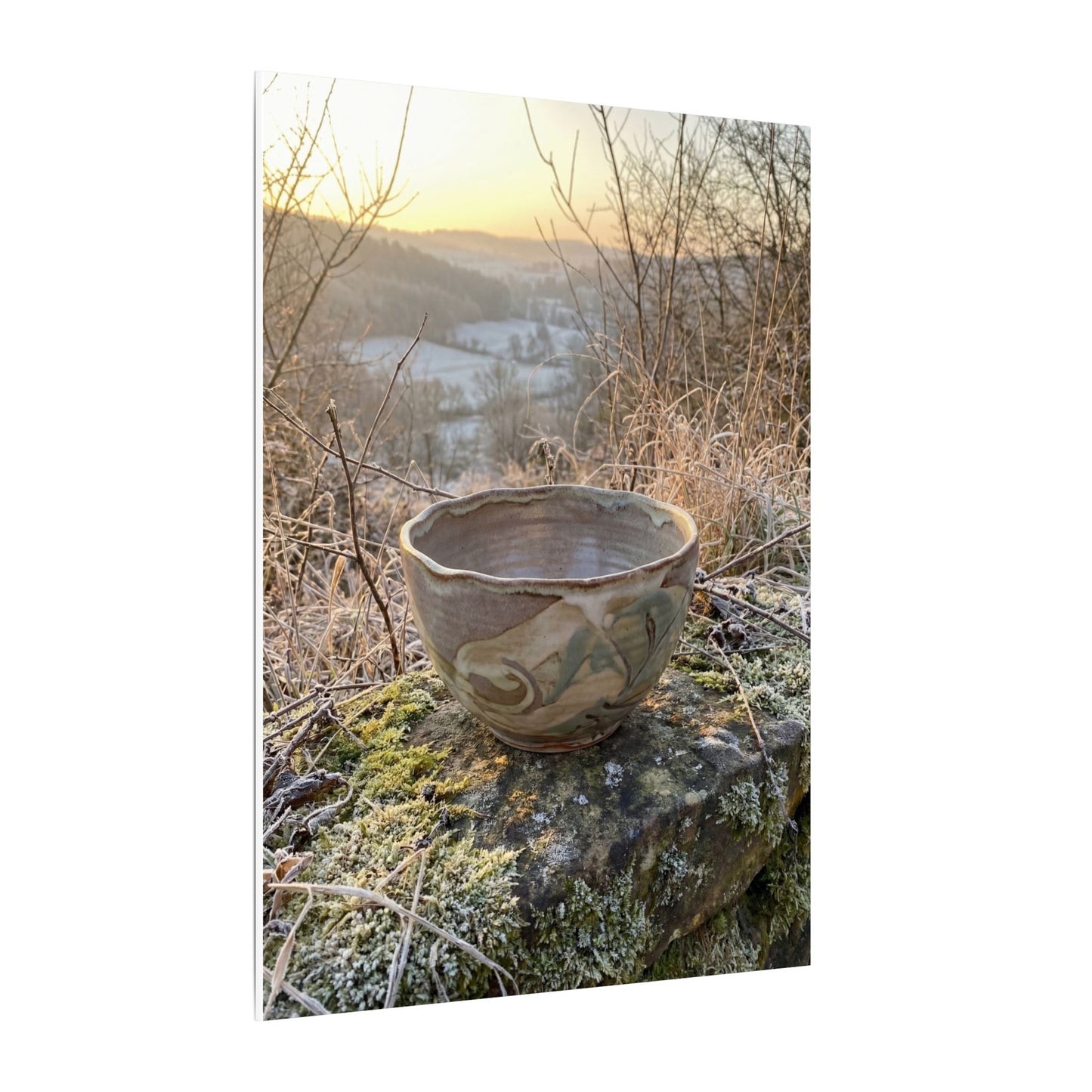 Golden Hour Ceramic Bowl Canvas Art - Japandi Shibui