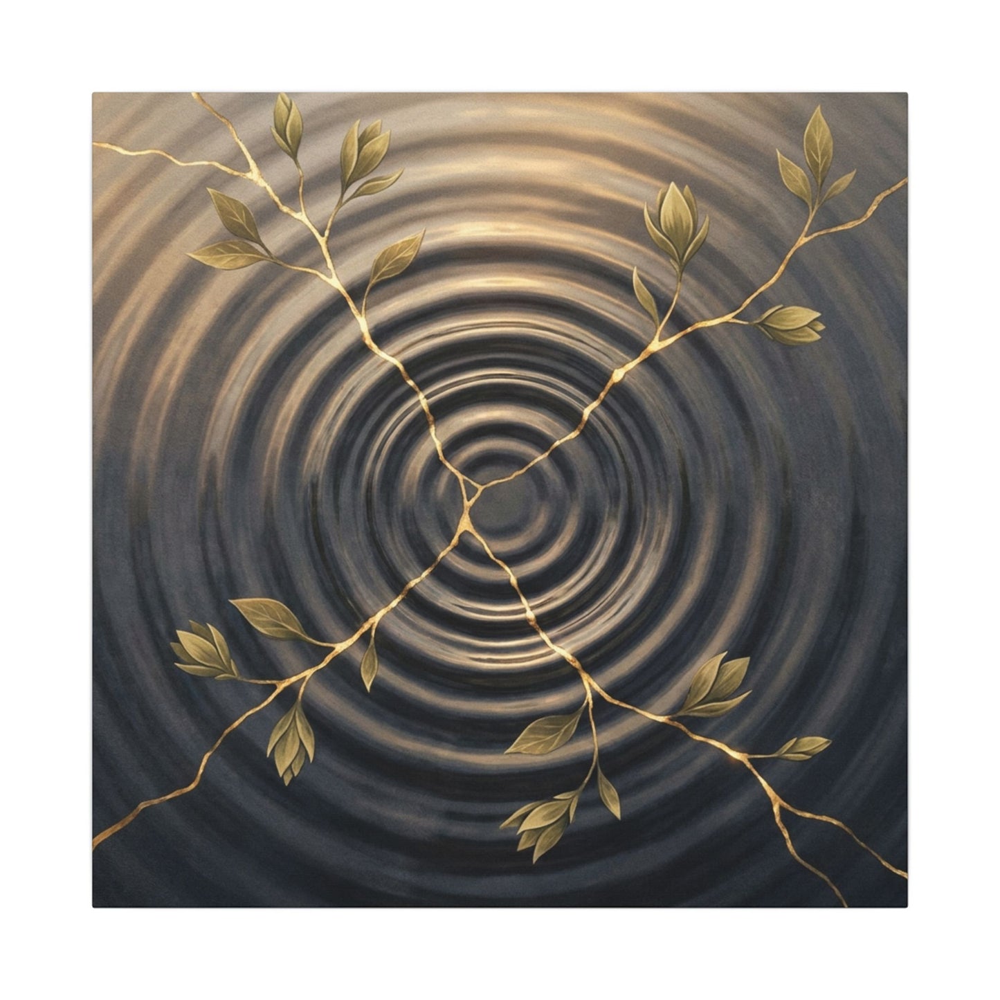 Kanso Water Ripple Canvas Art - Kintsugi Gold Vein