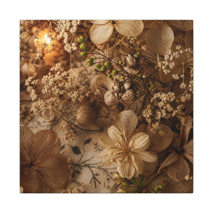 Spring Dried Flowers Japanese Pattern Canvas Art | Earthy Decor