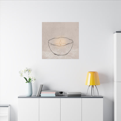 Ceramic Bowl Minimal Line Canvas Art | Neutral Japandi Art