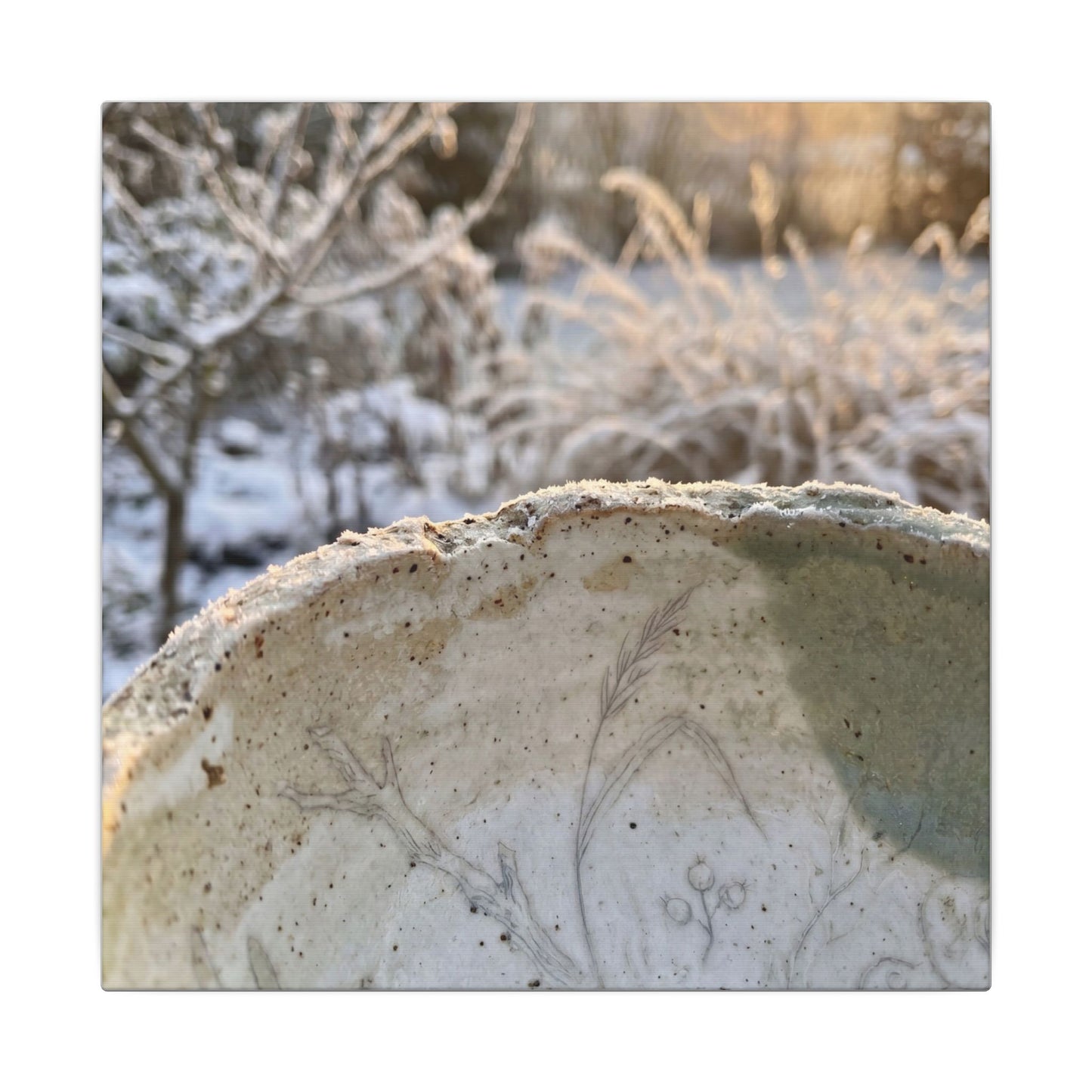 Ceramic Bowl Canvas Art | Winter Japandi Minimal Line Art