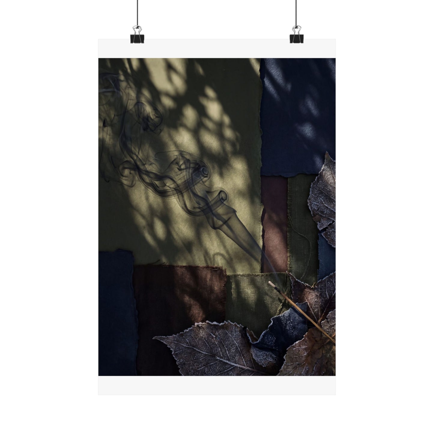Atmospheric Incense Smoke Wall Art Print - Dark Texture Dark Japandi