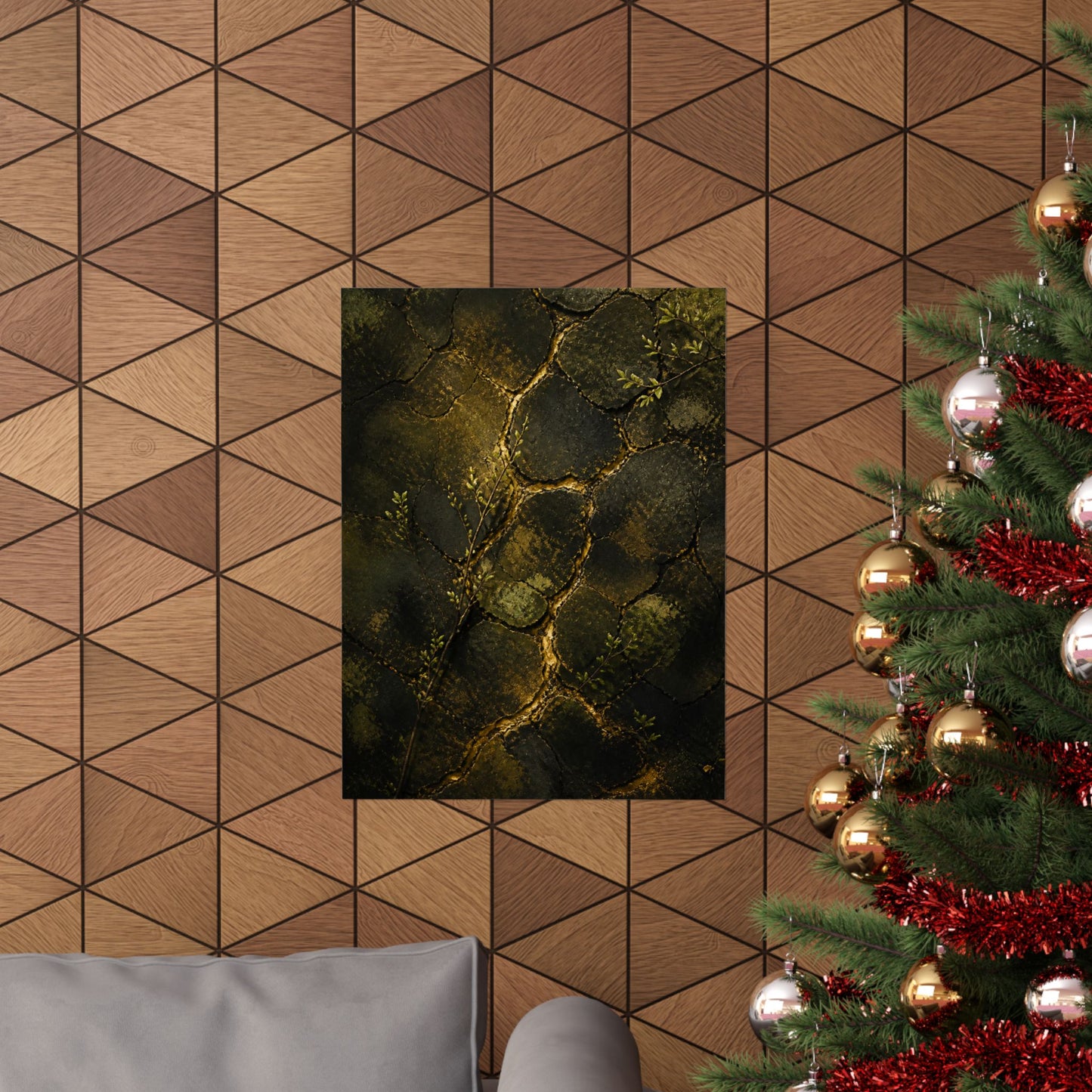 Cracked Earth Dark Texture Wall Art Print | Sophisticated Dark Japandi Art