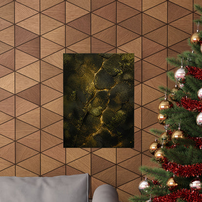 Cracked Earth Dark Texture Wall Art Print | Sophisticated Dark Japandi Art