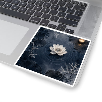 Peaceful Lotus Flower Sticker - Sumi E Zen