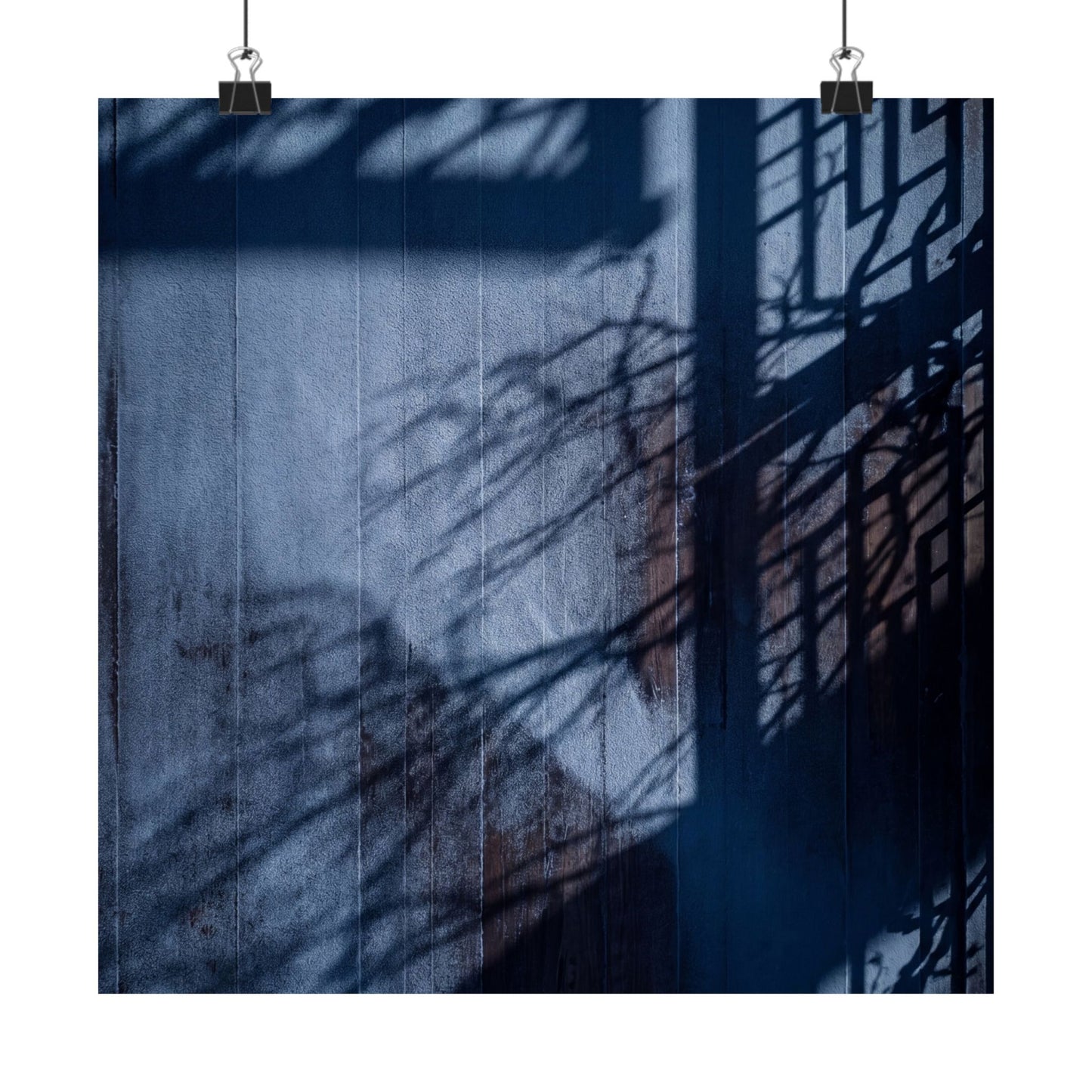 Sophisticated Shadow Play Wall Art Print - Moody Minimal Dark Japandi