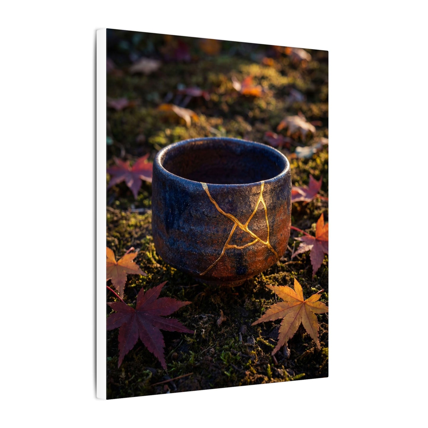 Kanso Moonlit Garden Canvas Art - Kintsugi Gold Repair