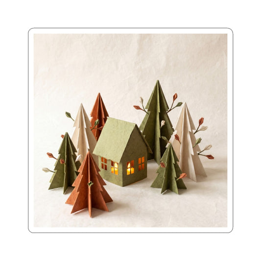 Paper Fold Sticker | Spring Cottagecore Forest Whimsy Art