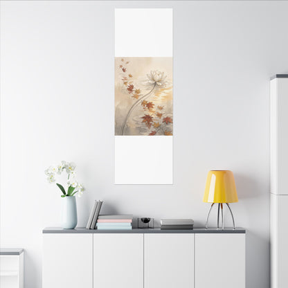 Lotus Flower Canvas Art | Autumn Japandi Minimal Line Art