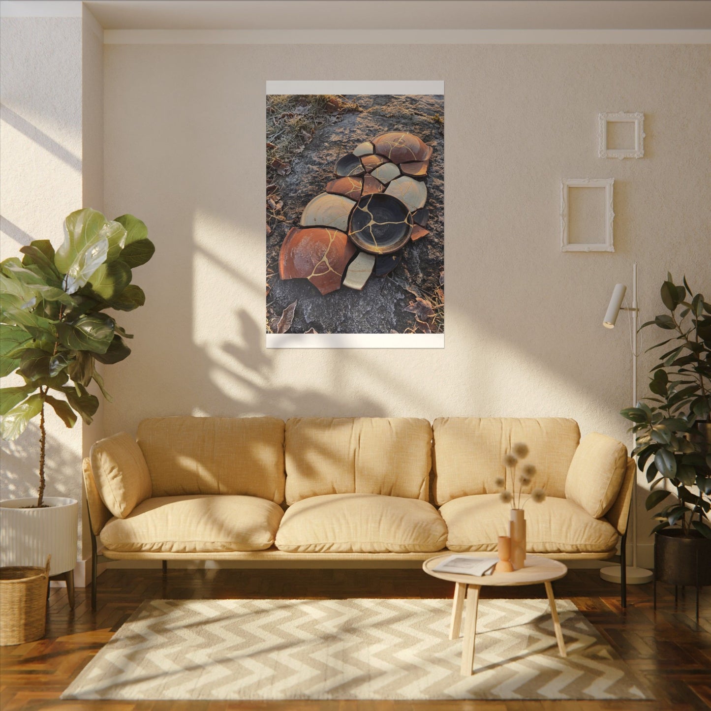 Winter Broken Pottery Gold Vein Canvas Art | Beautiful Decor