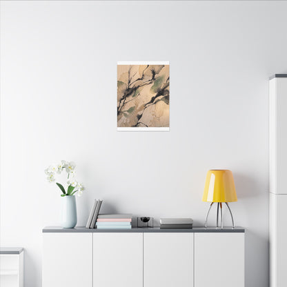 Japandi Shadow Play in Golden Hour | Watercolor Canvas Art