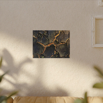 Cracked Earth Spring Canvas Art | Dark Japandi Atmospheric Design