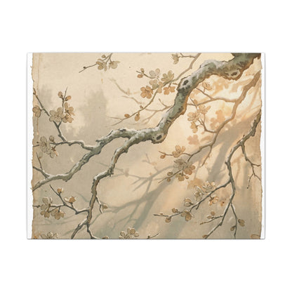 Cherry Blossom Canvas Art | Winter Japandi Japanese Pattern Art Art Print