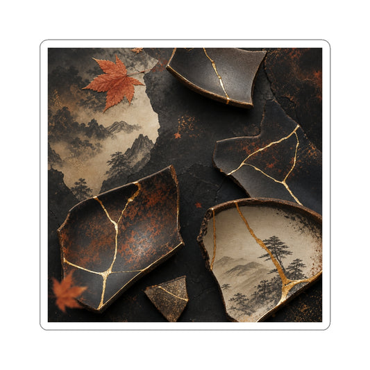 Ma Broken Pottery Sticker - Kintsugi Gold Vein