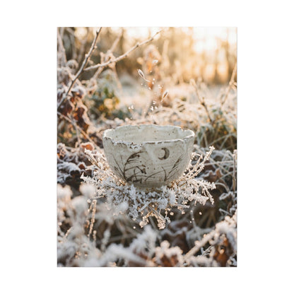 Japandi Ceramic Bowl in Golden Hour | Japanese Pattern Canvas Art