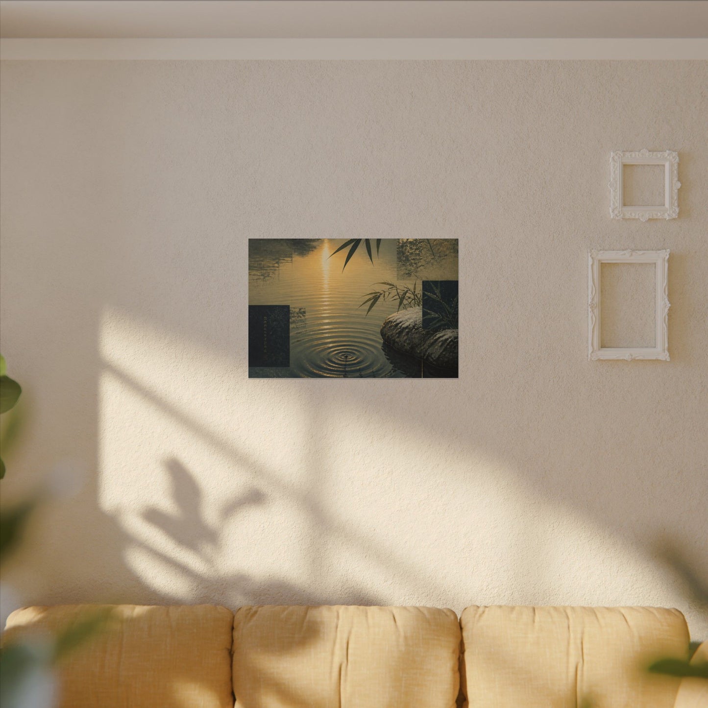 Zen Water Ripple in Golden Hour | Ukiyo E Inspired Canvas Art