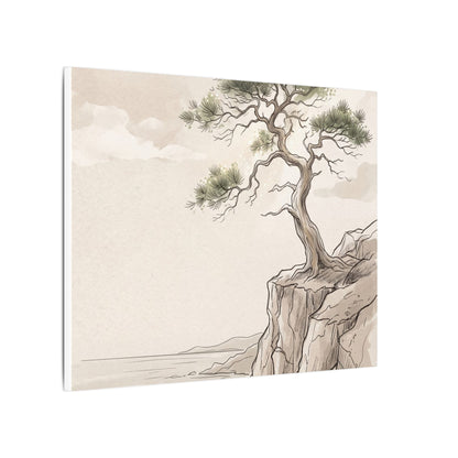 Japandi Pine Tree in Dappled | Minimal Line Canvas Art