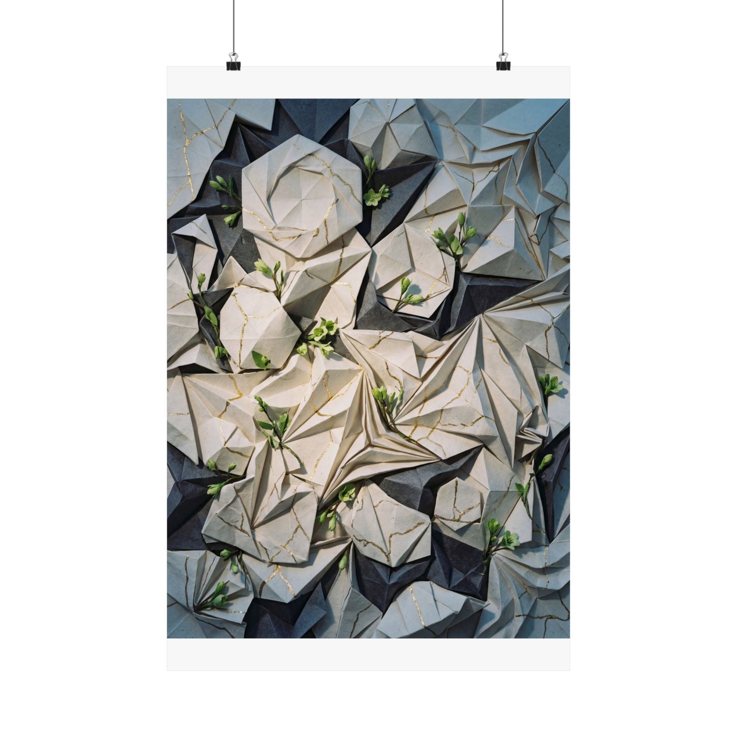 Paper Fold Gold Vein Wall Art Print | Resilient Kintsugi Art Art Print