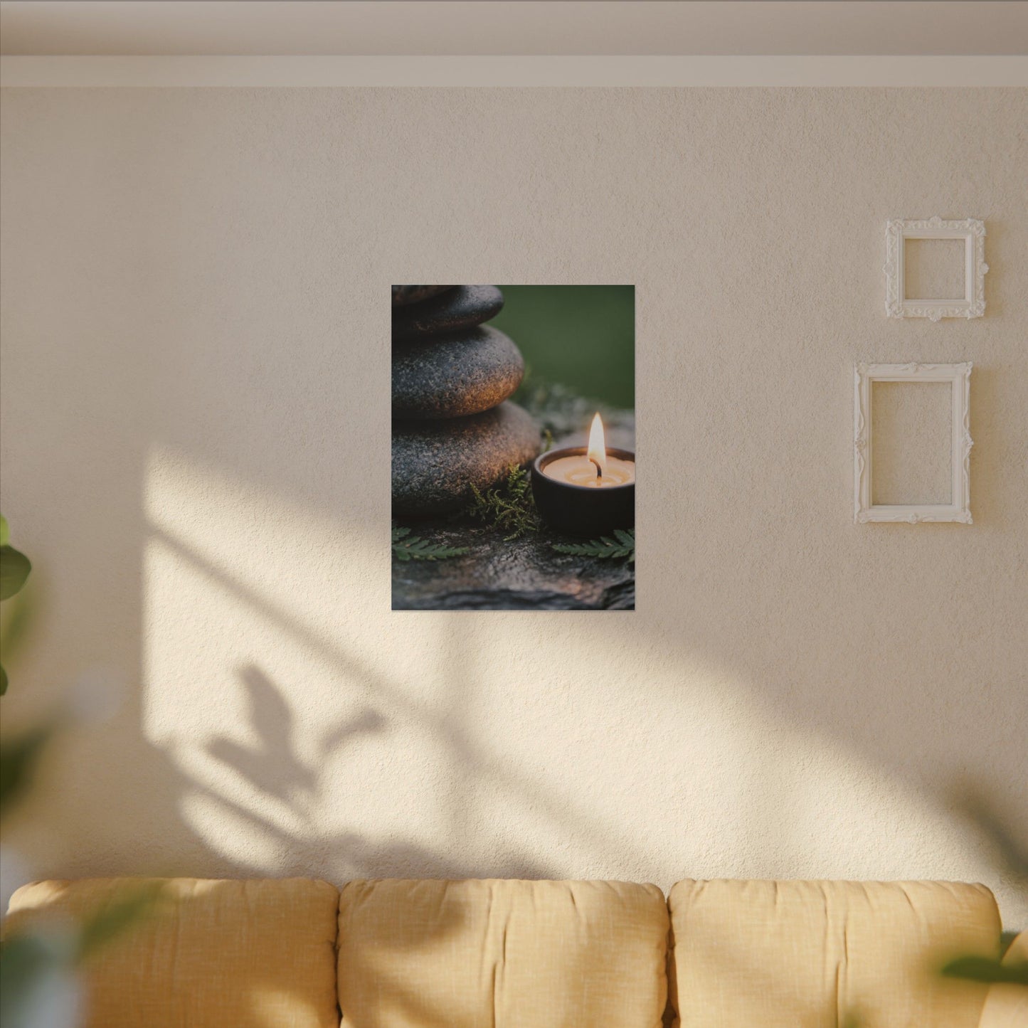 Warm River Stones Canvas Art - Japanese Pattern Japandi