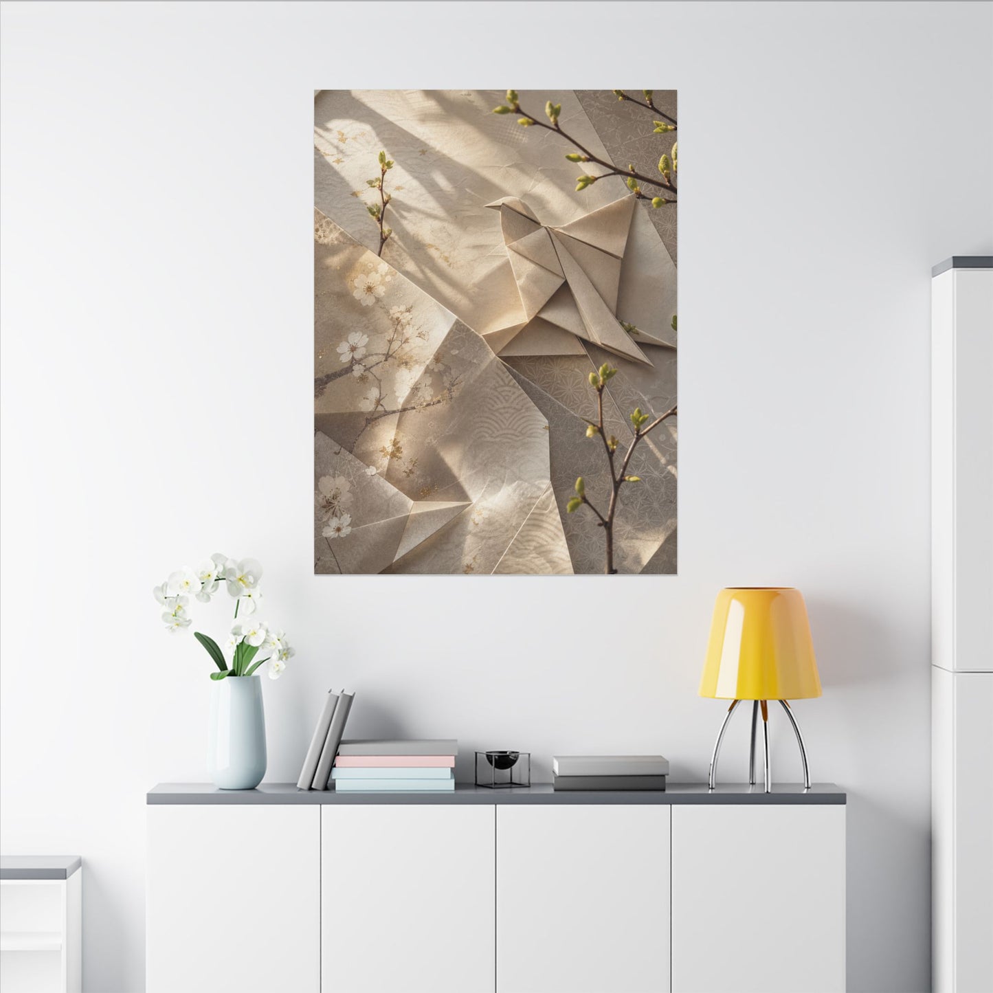 Golden Hour Paper Fold Canvas Art - Japandi Fukinsei