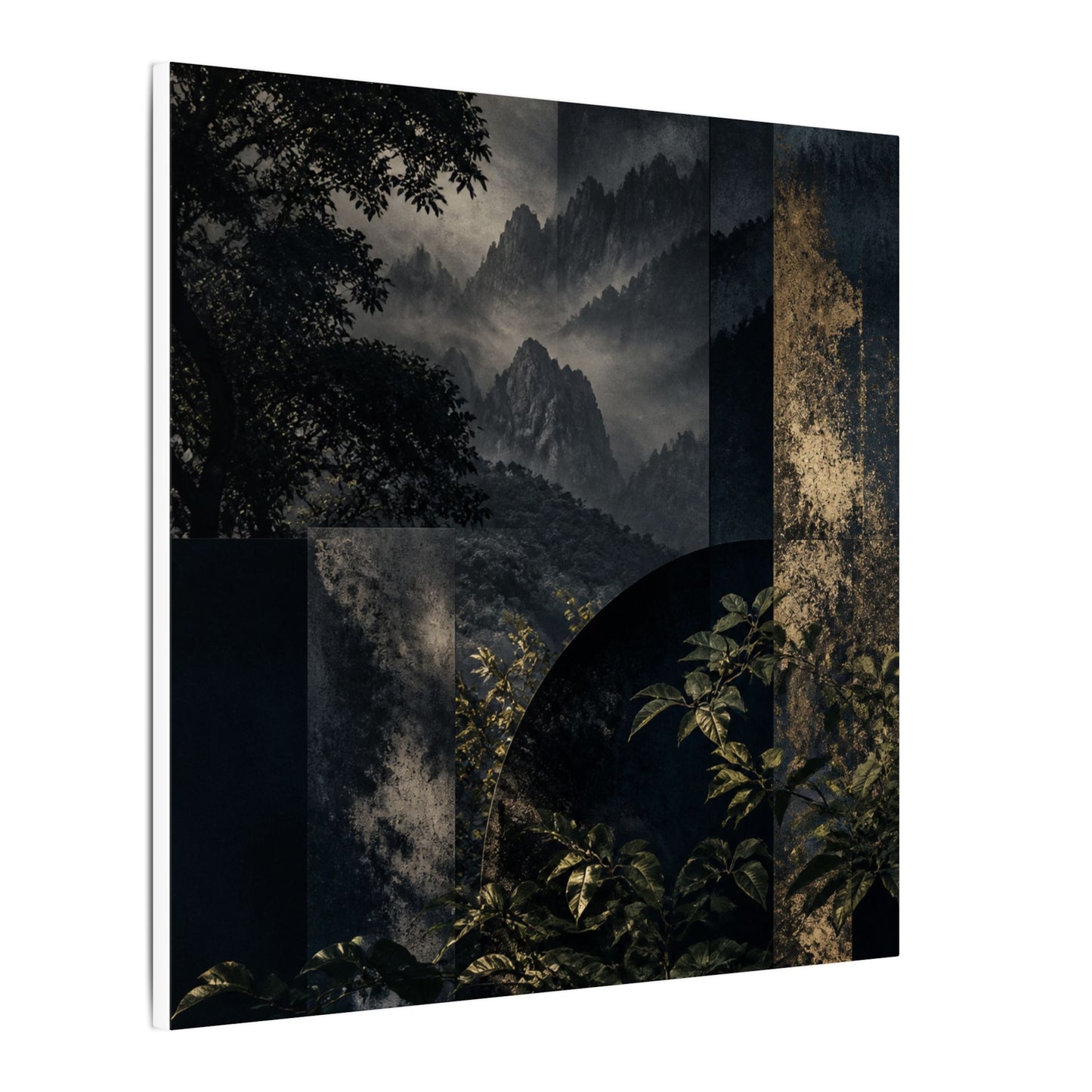 Mountain Mist Summer Canvas Art | Dark Japandi Atmospheric Design