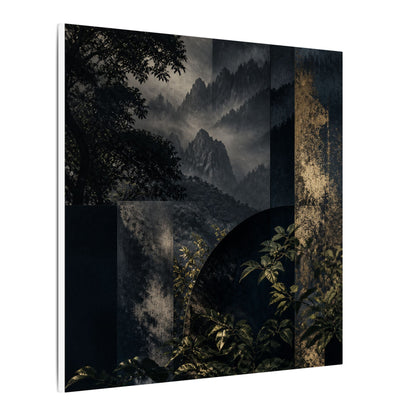 Mountain Mist Summer Canvas Art | Dark Japandi Atmospheric Design