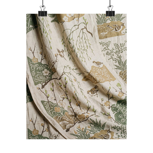 Silk Drape Japanese Pattern Wall Art Print | Neutral Japandi Art