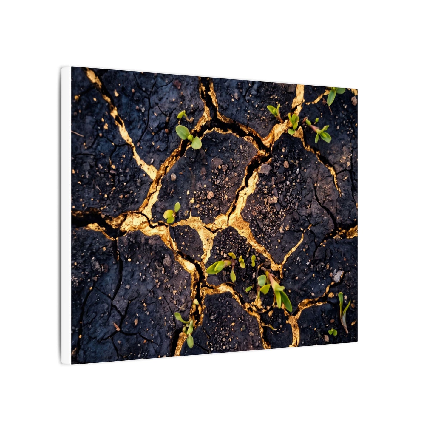 Spring Cracked Earth Crackle Gold Canvas Art | Healing Decor