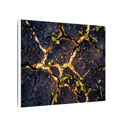 Spring Cracked Earth Crackle Gold Canvas Art | Healing Decor