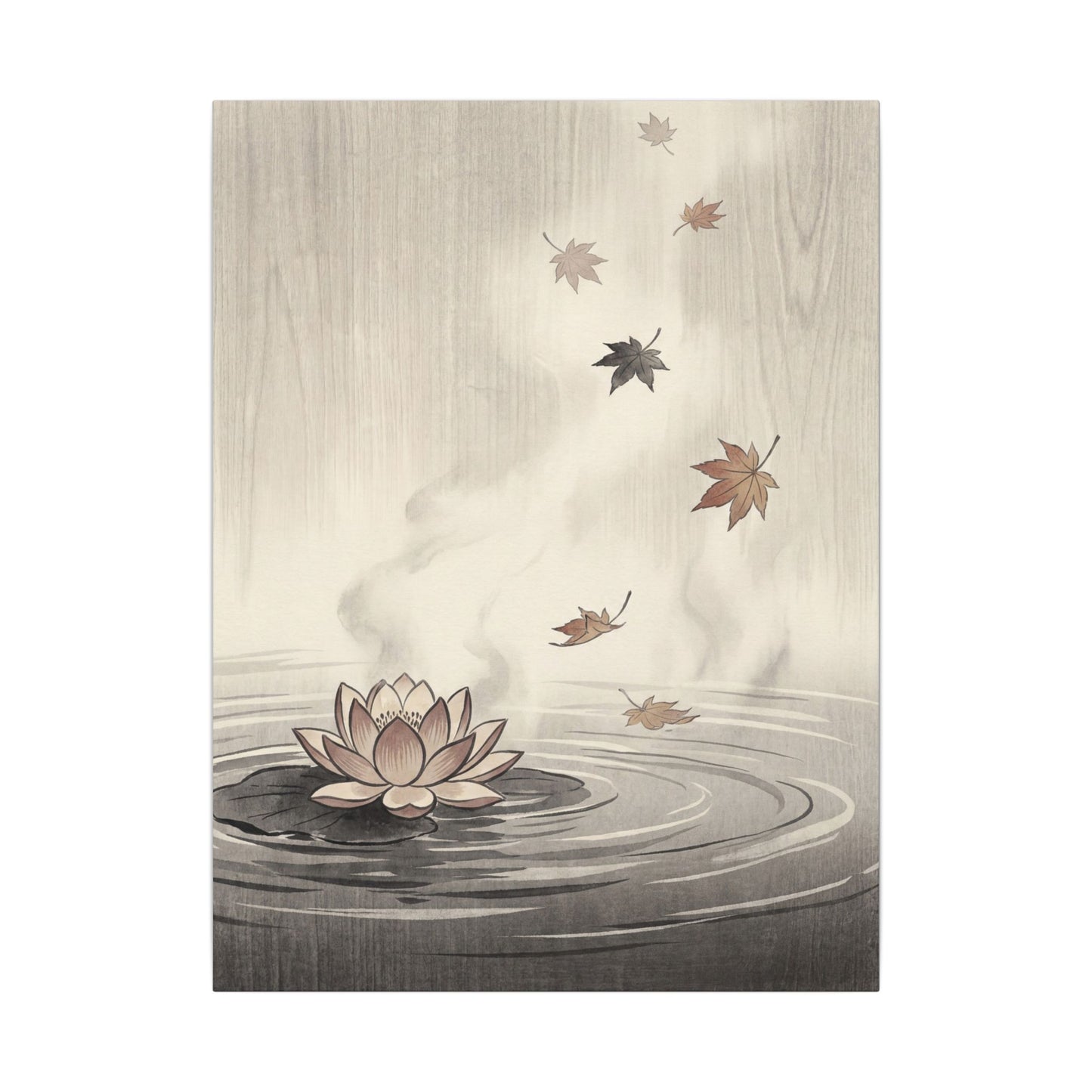 Lotus Flower Canvas Art | Autumn Zen Ukiyo E Inspired Art