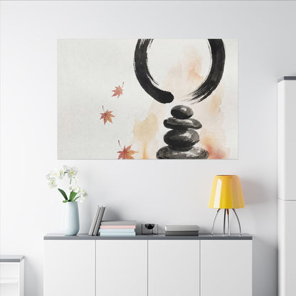 River Stones Canvas Art | Autumn Zen Enso Art